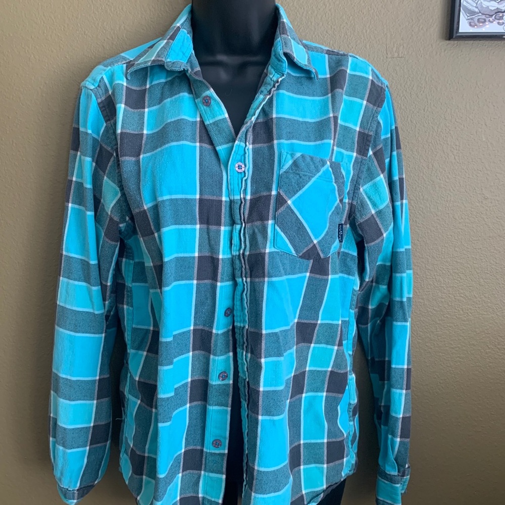 Active Aqua Blue and Navy Flannel